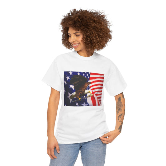 Pro American T - Eagle and Flag - Patriotic clothing, Unisex Heavy Cotton Shirt for Independence Day, Veterans Day, Americana Apparel, Gift for Patriots