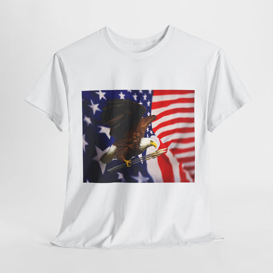 Patriotic Eagle Graphic Tee, Unisex Heavy Cotton Shirt for Independence Day, Veterans Day, Americana Apparel, Gift for Patriots